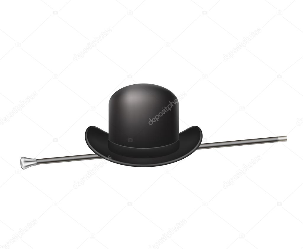 Bowler hat and elegant walking stick Stock Vector by ©Jirkapravda