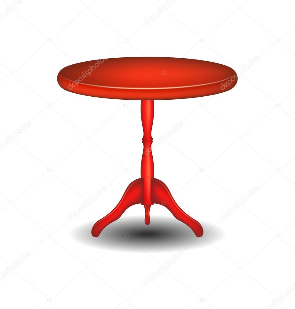 Wooden round table in red design