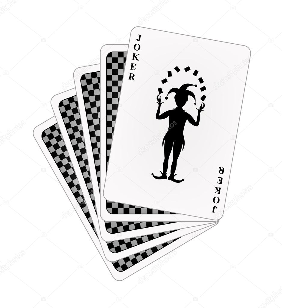 Black back side of playing cards and joker