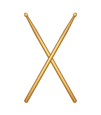 Crossed pair of wooden drumsticks clipart