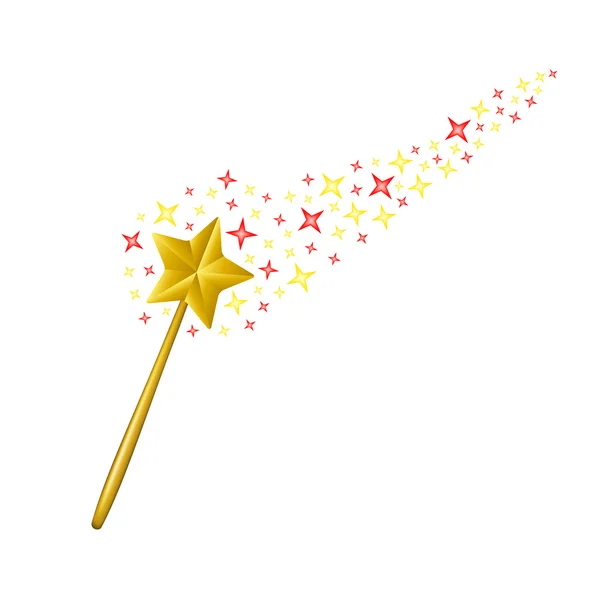 Varita mágica con estrellas de colores — Vector de stock