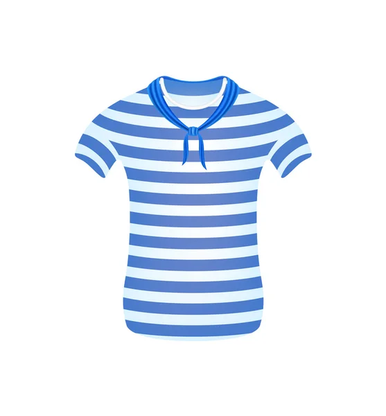 Camiseta marinera a rayas con bufanda azul — Vector de stock