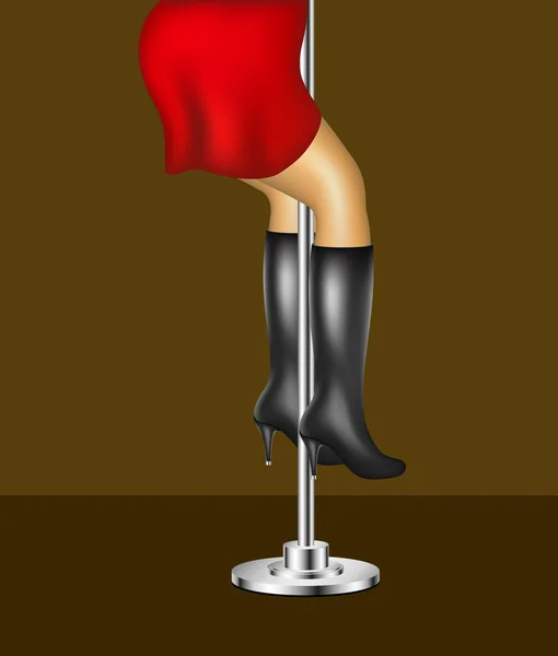Pól tanečník ženy s kožené vysoké boty — Stockový vektor