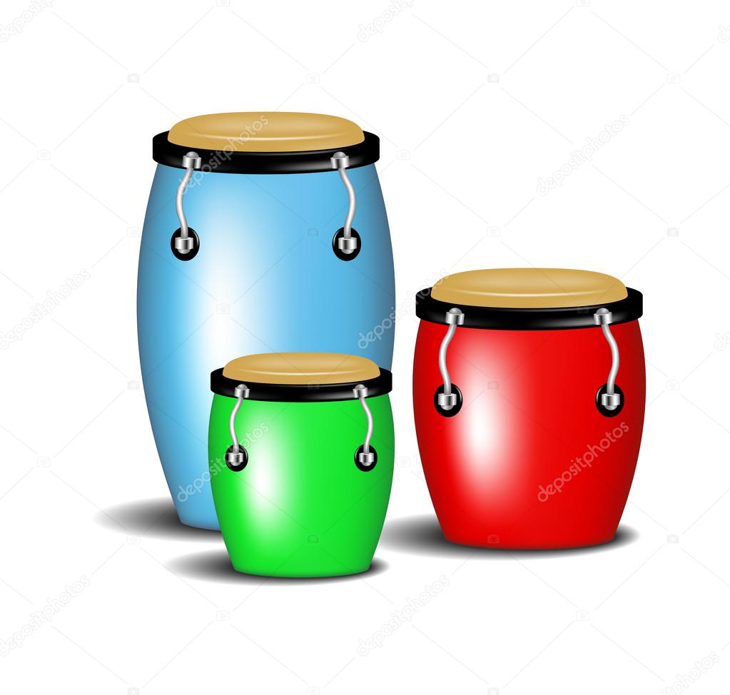 Multicoloured congas music band