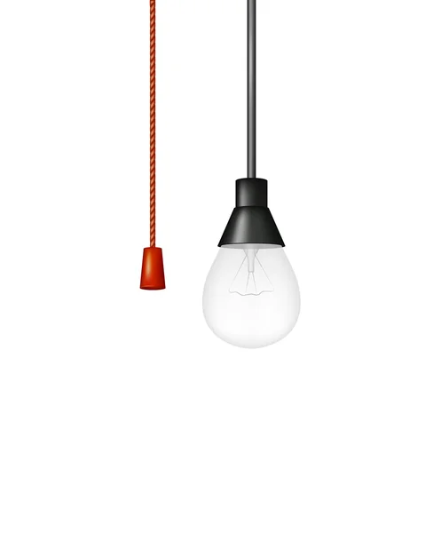 Hängande lampa med röd sladd switch — Stock vektor