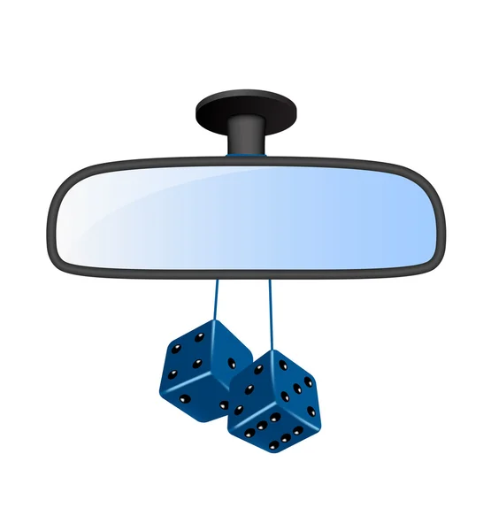Bil spegel med par blå tärningar — Stock vektor