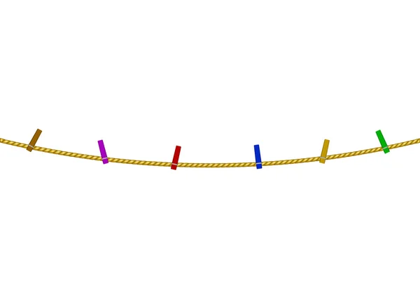 Pinos de roupa coloridos na corda — Vetor de Stock