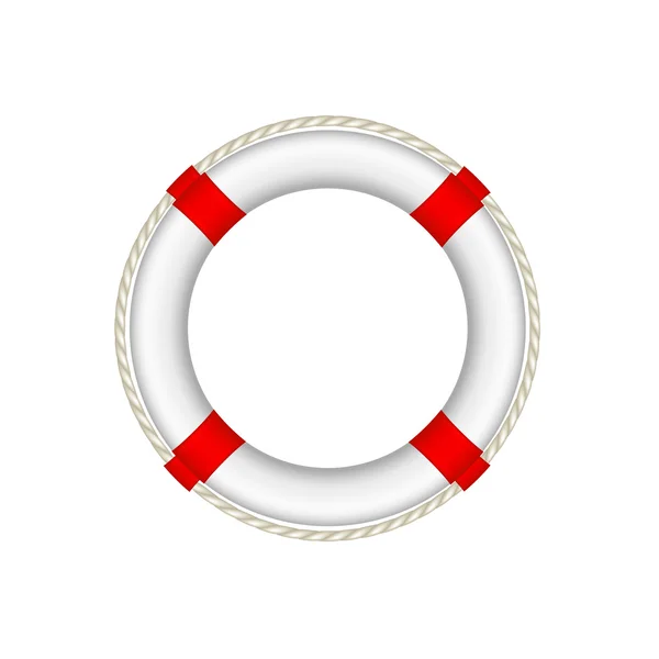 White life buoy with rope around — Stock Vector