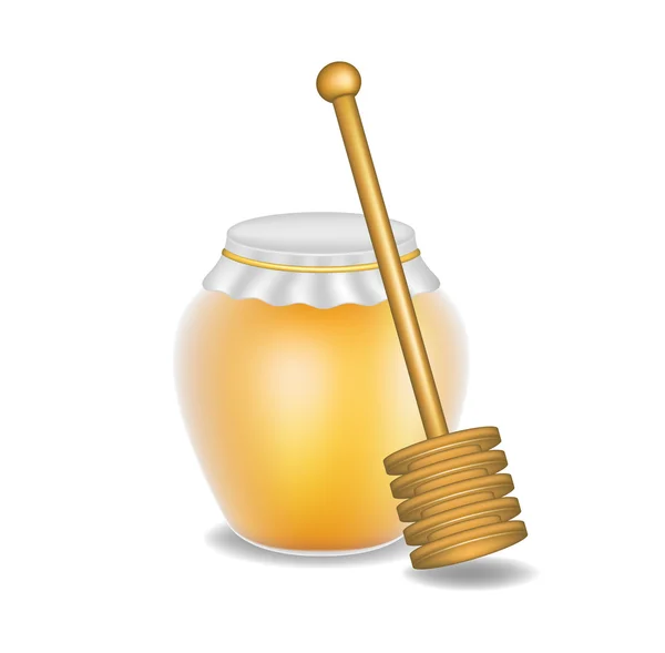 甘い蜂蜜と木製蜂蜜ディッパー — ストックベクタ