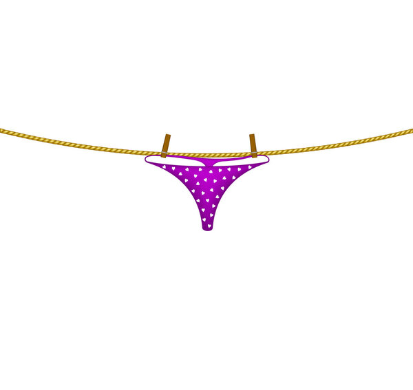 Women's panties hanging on rope