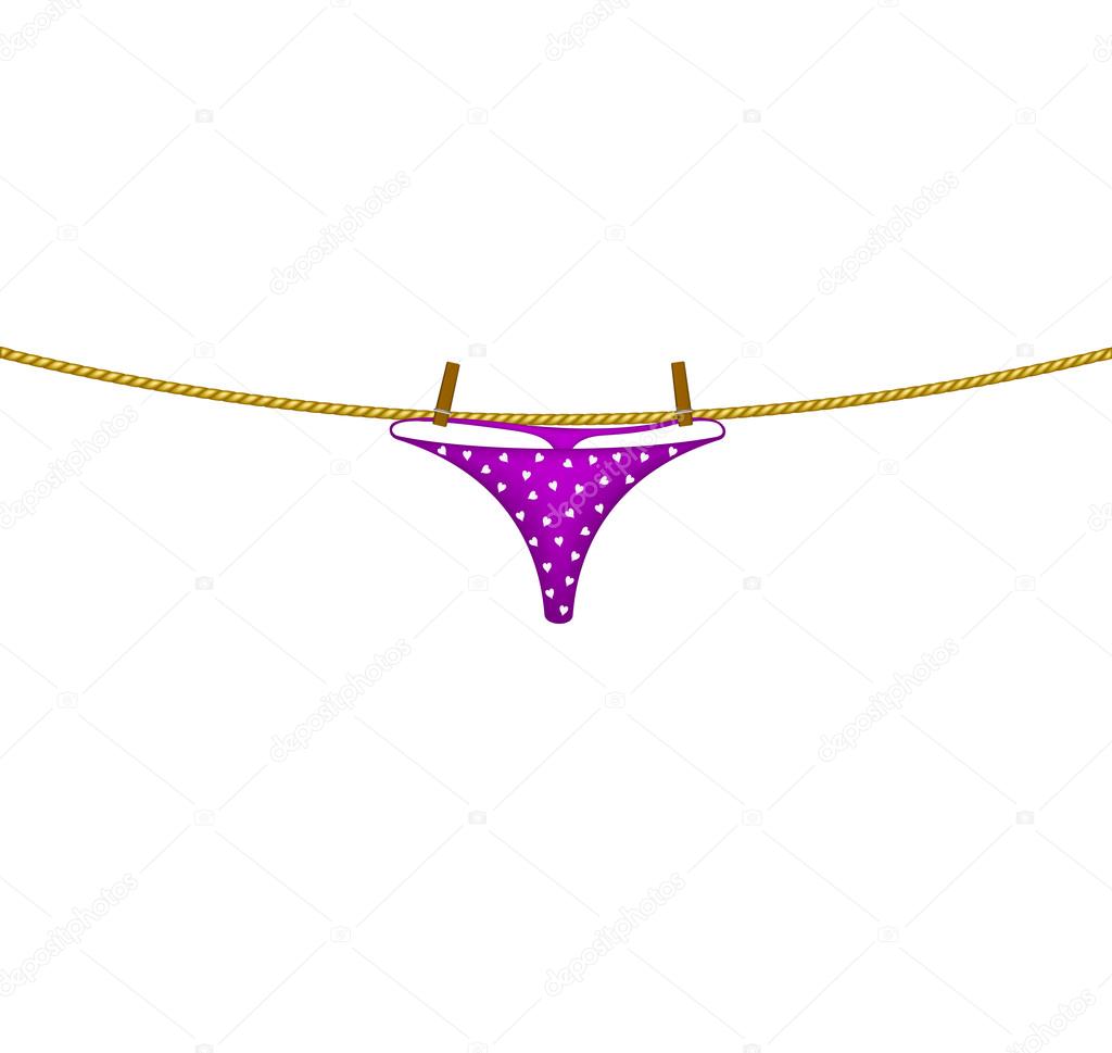 Women's panties hanging on rope