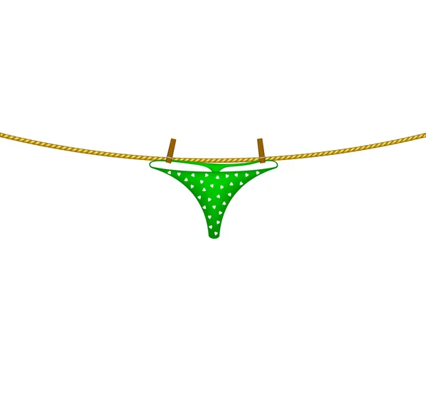 Women's panties hanging on rope — Stock Vector