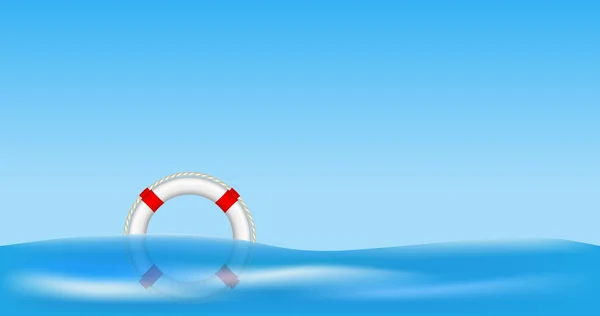 White life buoy floating on water — Stock Vector