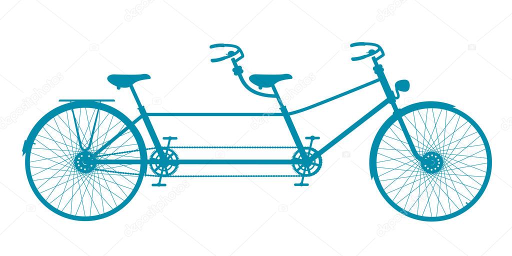Retro tandem bicycle in blue design