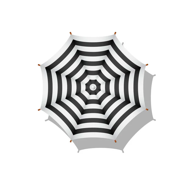 Parapluie de plage rayé noir et blanc — Image vectorielle