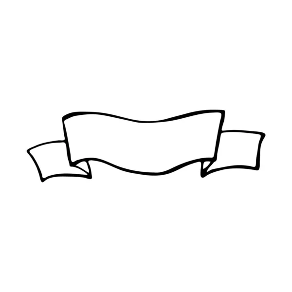 リボンの旗をかわせ ウェブデザイン 文房具 ポスター チラシ ロゴのための手描き要素 — ストックベクタ