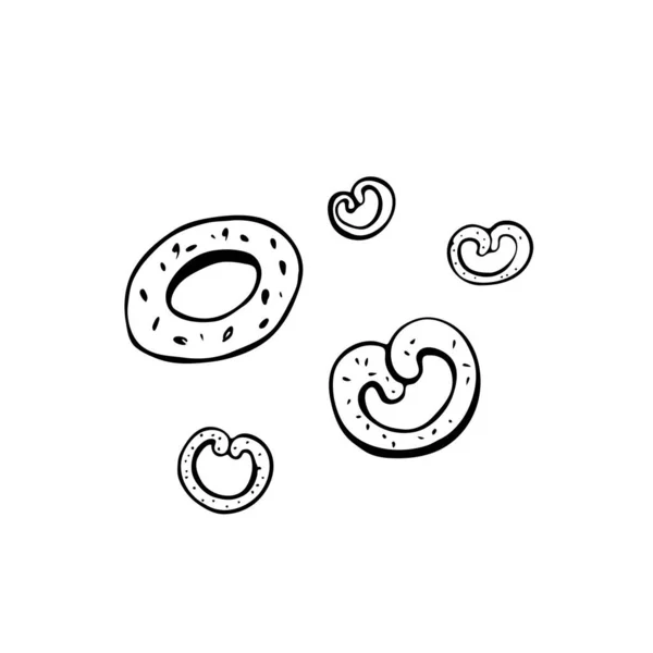 Boulangerie Doodle Image Cuisson Bretzel Dessiné Main Produits Boulangerie Élément — Image vectorielle