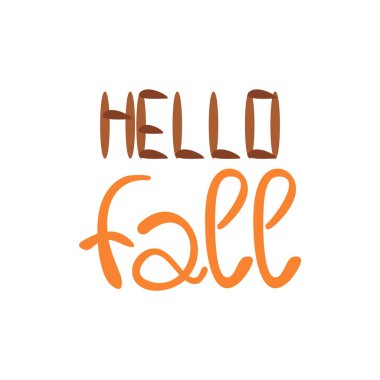 Merhaba güz harfleri. Çıkartmalar, kırtasiye, dekorasyon için vektör illüstrasyonu.