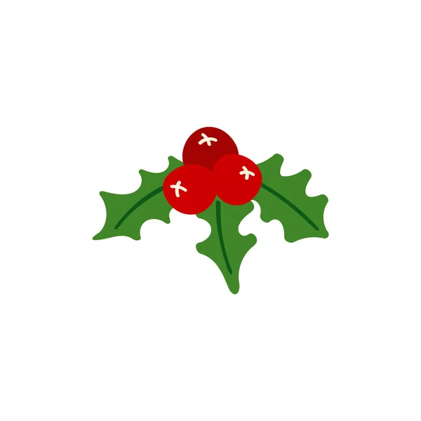 Mistletoe Houx Baies Noël Avec Des Feuilles Style Doodle Illustration — Image vectorielle