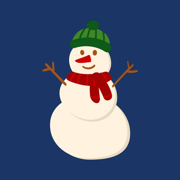 Sněhulák Klobouku Šále Stylu Čmáranice Roztomilá Vektorová Ilustrace Pro Vánoční — Stockový vektor