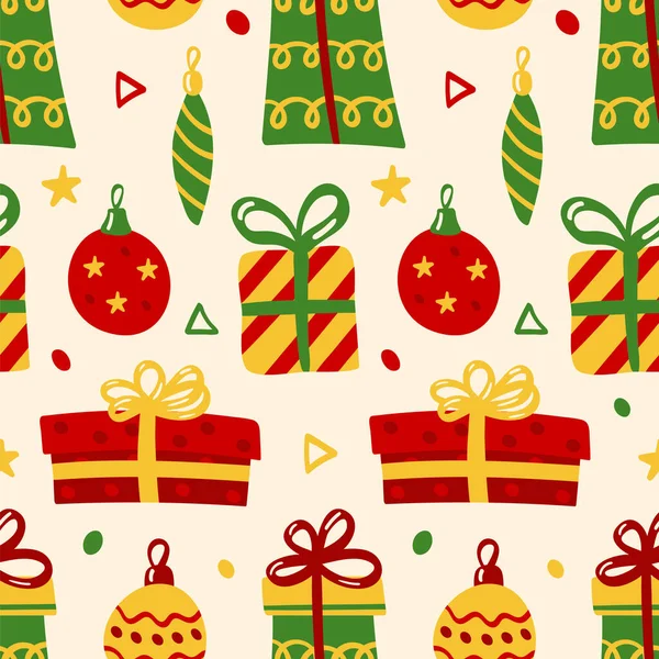 Nahtloses Muster Für Weihnachten Und Neujahr Muster Mit Neujahrs Und — Stockvektor
