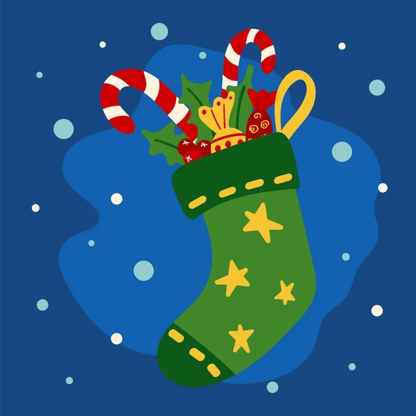 Chaussette Noël Avec Des Bonbons Pochette Vectorielle Pour Décoration Nouvel — Image vectorielle
