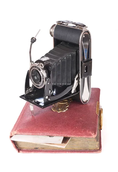 Vintage photography camera with old photoalbum — Stock Photo, Image