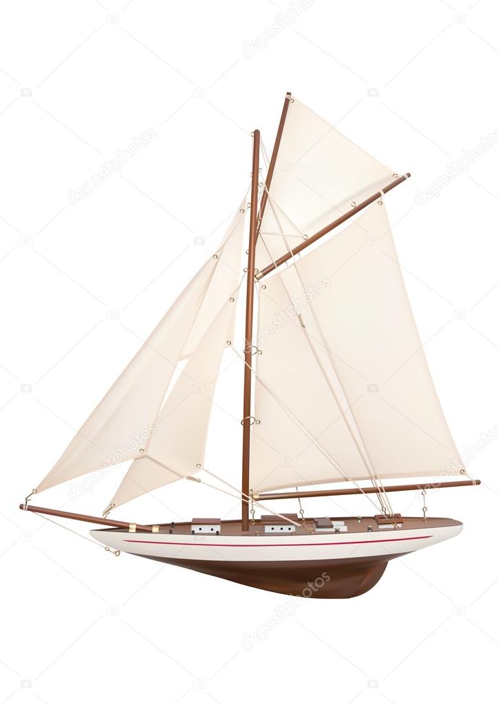 Illustration of model sailing yacht