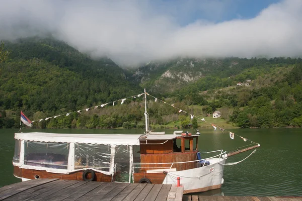 Bateau à moteur à la rivière Drina — Photo