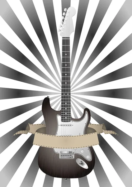 Guitarra e banner — Vetor de Stock