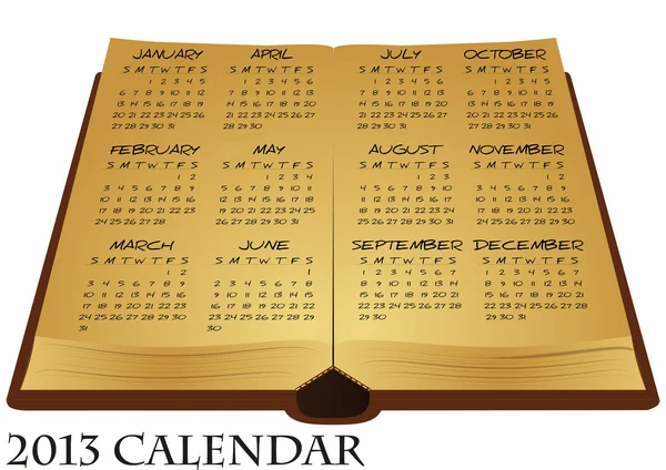 Calendario del libro antico 2013 — Vettoriale Stock