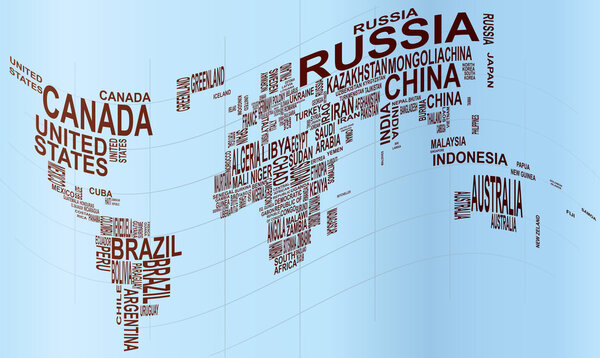 карта мира с названием страны
