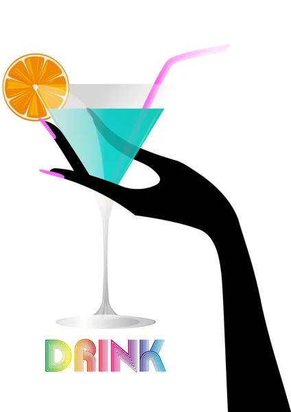 Cocktail in hand — Stockvector