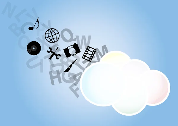 Cloud multimediale — Vettoriale Stock