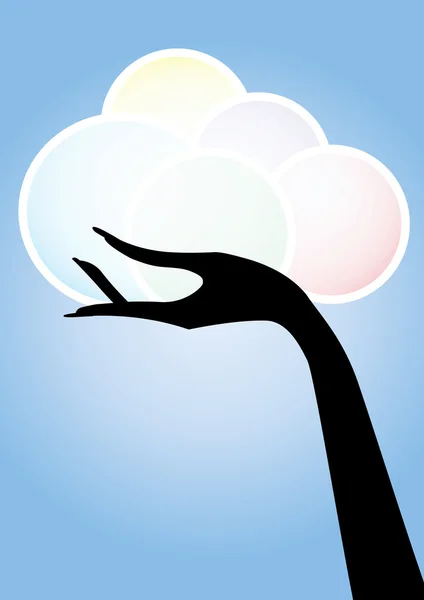 Nube en mano — Vector de stock