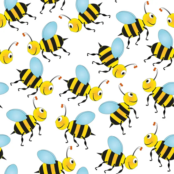 Padrão sem costura abelha — Vetor de Stock