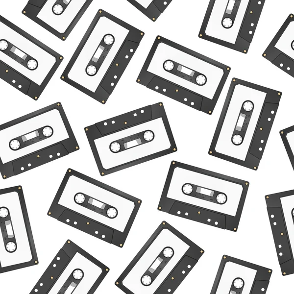 Audiocassette seamless pattern — Stock Vector