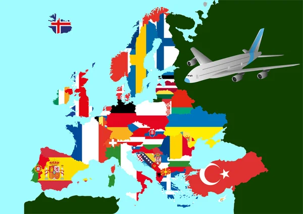 Europe Airplane — стоковый вектор