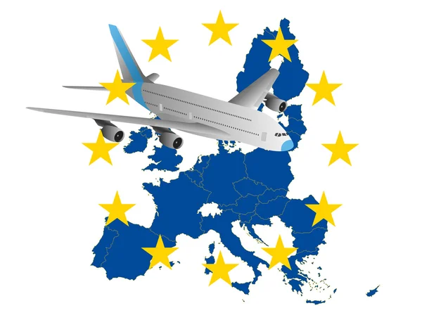 Airplane europe — Stock Vector