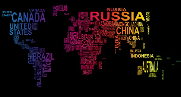 Mapa del mundo con nombre de país — Archivo Imágenes Vectoriales