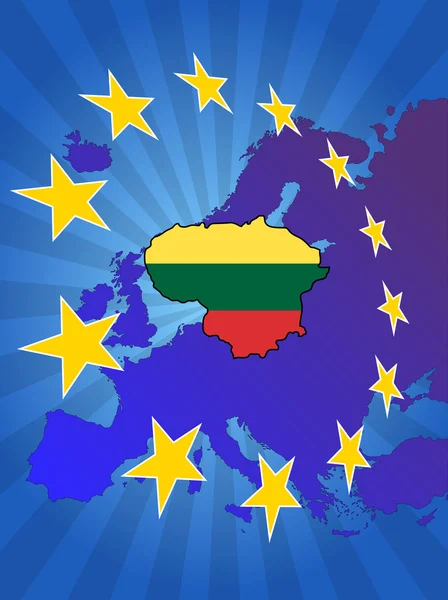 Lithuania na Europa — Vetor de Stock