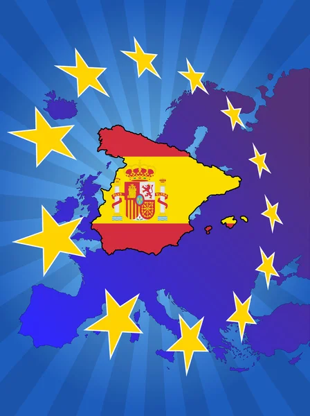 Spain in europe — Stock Vector