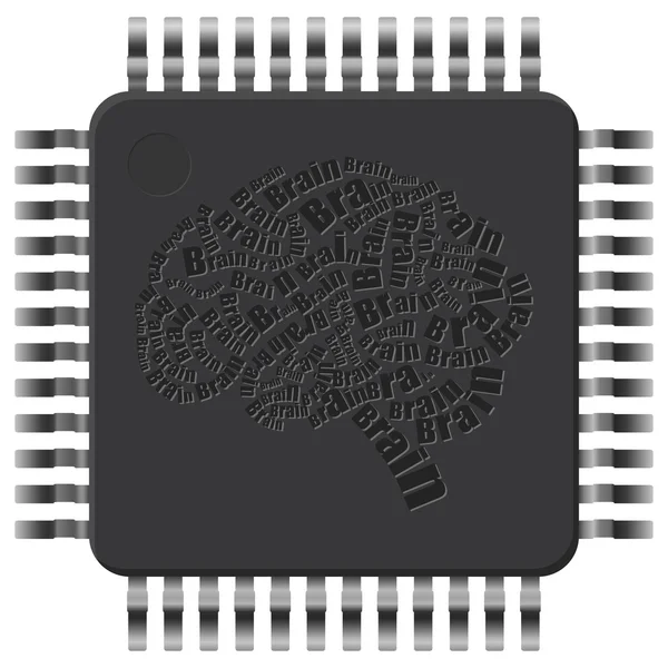 Cérebro microchip — Vetor de Stock