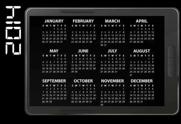 Calendario electrónico 2014 — Archivo Imágenes Vectoriales