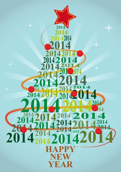 2014 árbol de Navidad — Vector de stock