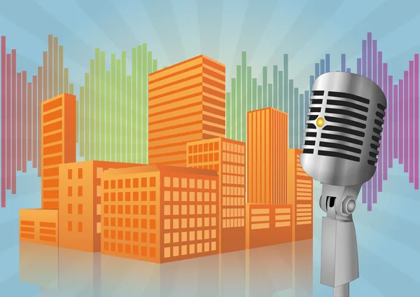 Microphone city — Stock Vector