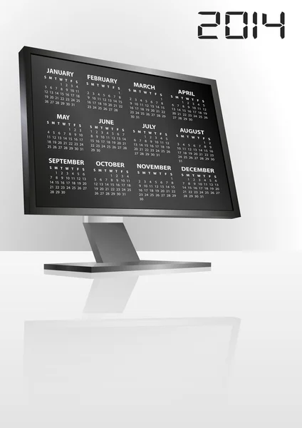 2014 calendar mopnitor — Stock Vector