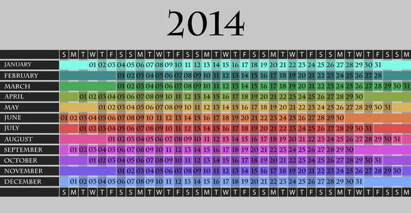 Calendario 2014 — Vector de stock