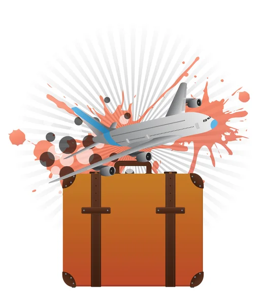 Suitcase and airplane — Stock Vector