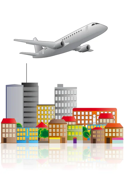 Ciudad del avión — Vector de stock